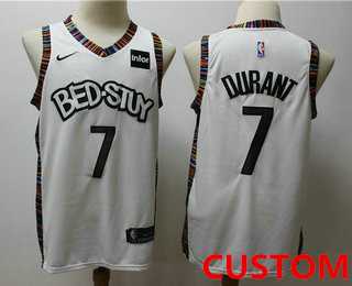 Men & Youth Customized Brooklyn Nets new white 2020 city edition swingman jersey with the sponsor logo